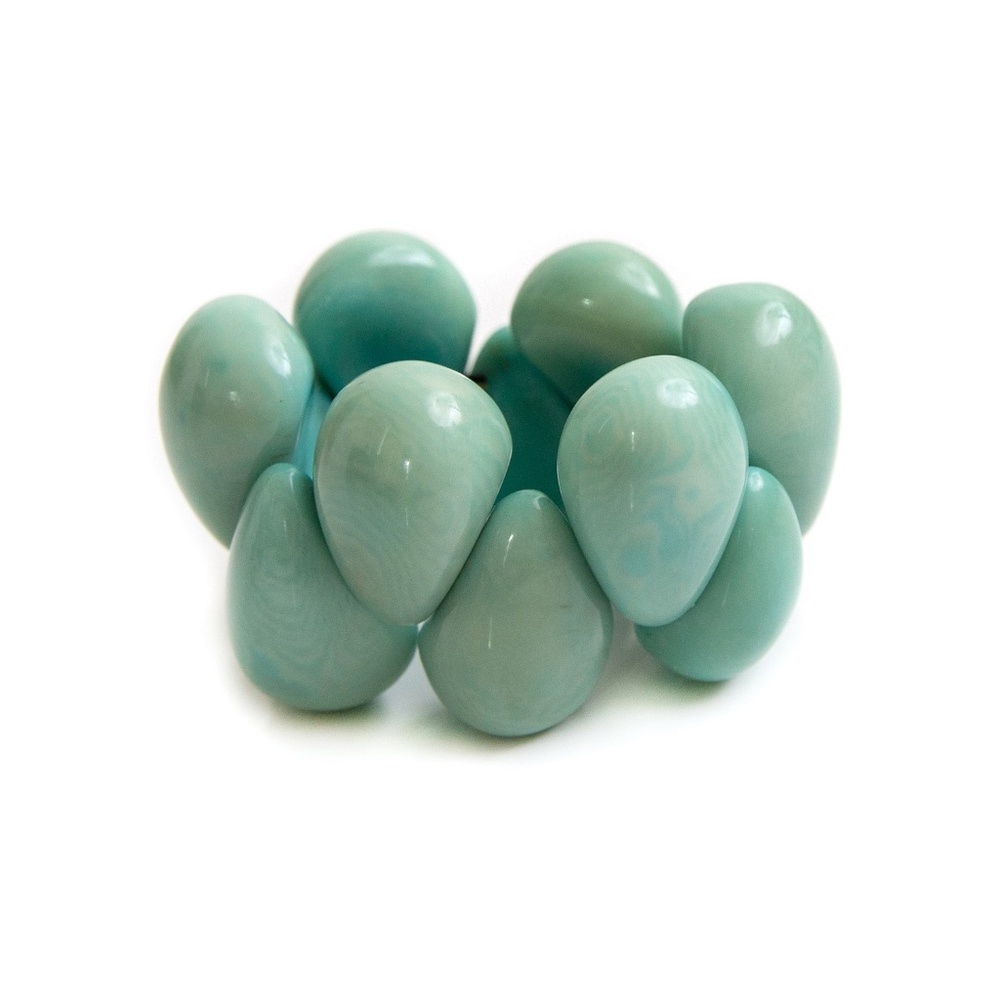 New Aqua Sustainable Tagua Nut Shape‎ Stretch Bracelet
